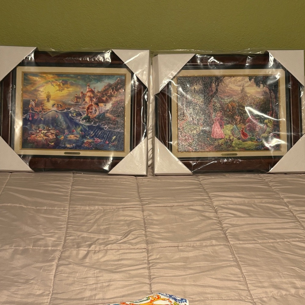 Thomas Kinkade Art Prints with Green and Pink Hues